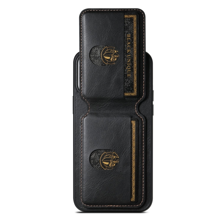 For iPhone 13 Suteni H02 Leather Wallet Stand Back Phone Case(Black) by Suteni