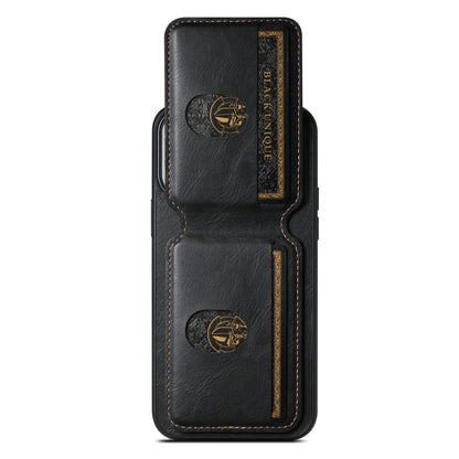 For iPhone 13 Suteni H02 Leather Wallet Stand Back Phone Case(Black) by Suteni