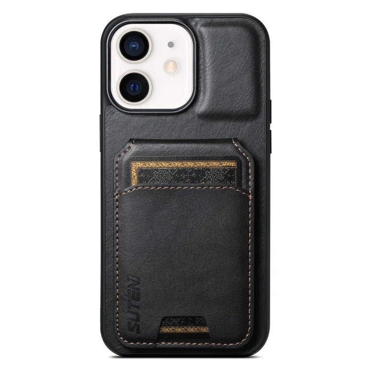 For iPhone 11 Suteni H02 Leather Wallet Stand Back Phone Case(Black) by Suteni