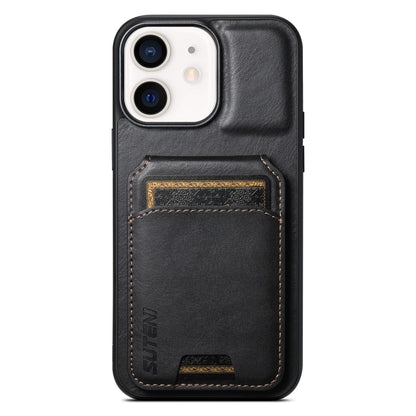 For iPhone 11 Suteni H02 Leather Wallet Stand Back Phone Case(Black) by Suteni