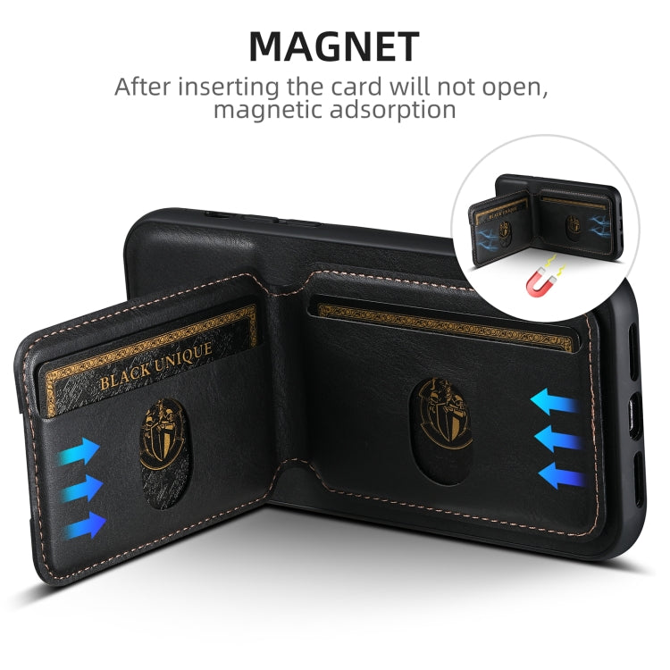 For iPhone 16 Suteni H02 Leather Wallet Stand Back Phone Case(Black) by Suteni