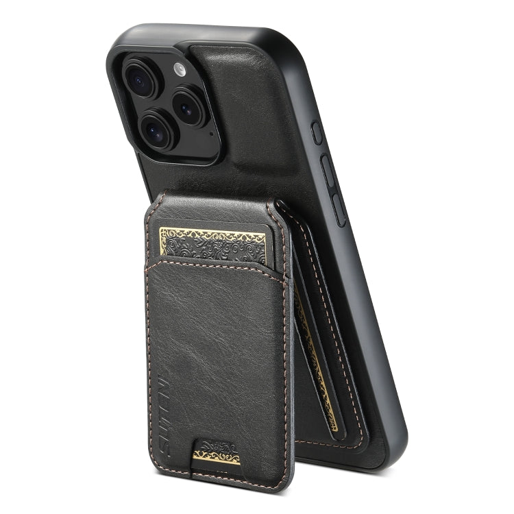 For iPhone 16 Pro Suteni H02 Leather Wallet Stand Back Phone Case(Black) by Suteni
