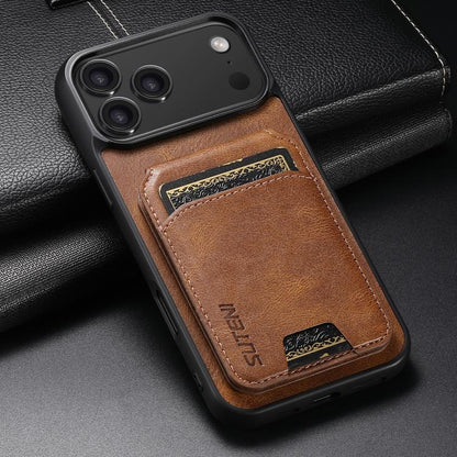 For iPhone 17 Pro Suteni H02 Leather Wallet Stand Back Phone Case(Brown) by Suteni