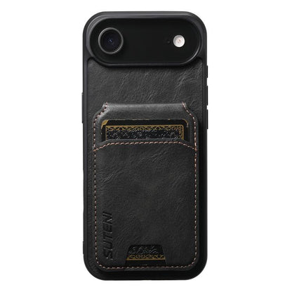 For iPhone Air Suteni H02 Leather Wallet Stand Back Phone Case(Black) by Suteni