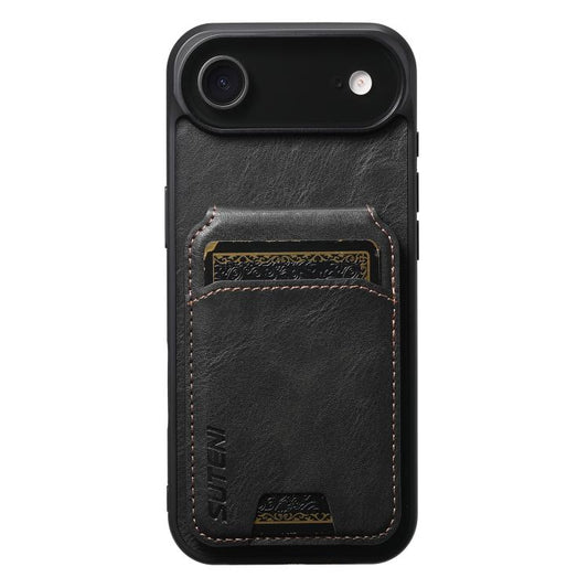 For iPhone Air Suteni H02 Leather Wallet Stand Back Phone Case(Black) by Suteni