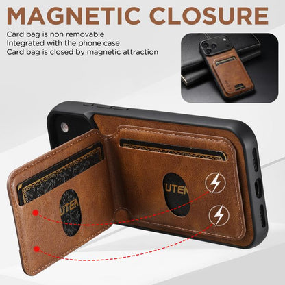 For iPhone Air Suteni H02 Leather Wallet Stand Back Phone Case(Brown) by Suteni