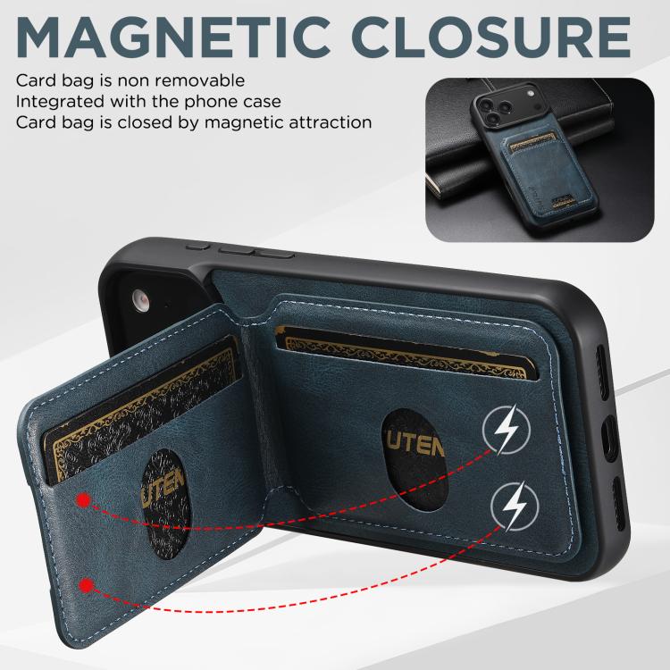 For iPhone Air Suteni H02 Leather Wallet Stand Back Phone Case(Blue) by Suteni