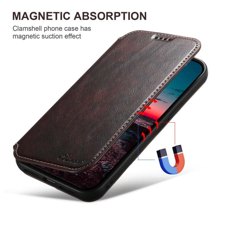For iPhone 16 Pro Max Suteni J05 Leather Magnetic MagSafe Phone Case(Brown) by Suteni