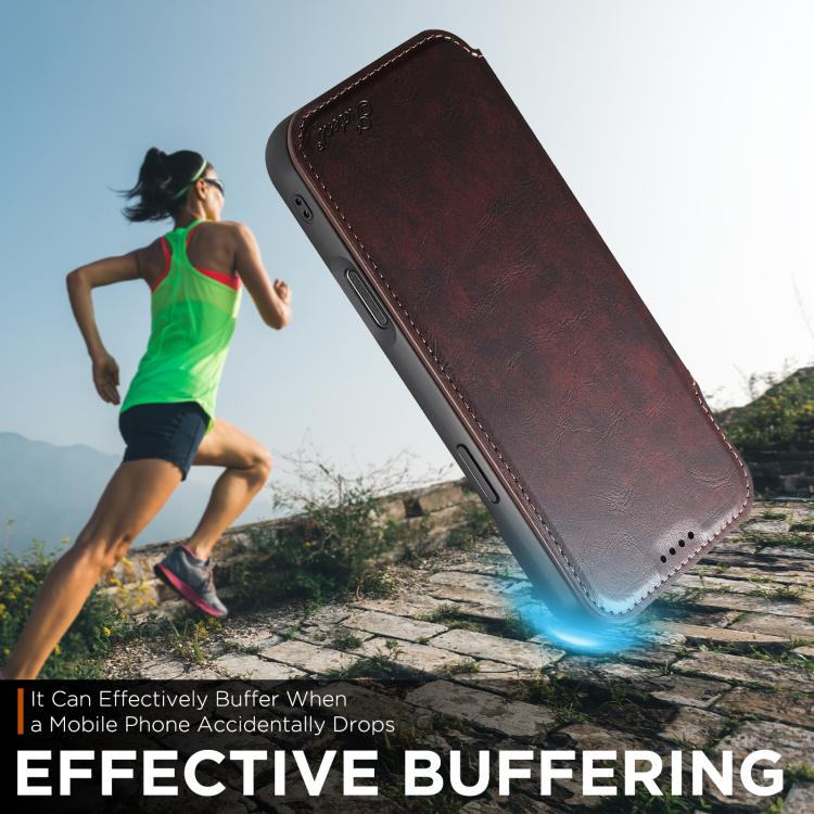 For iPhone 17 Pro Suteni J05 Leather Magnetic MagSafe Phone Case(Brown) by Suteni