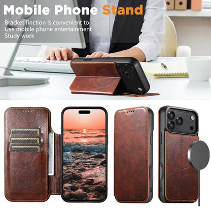 For iPhone 17 Pro Suteni J05 Leather Magnetic MagSafe Phone Case(Khaki) by Suteni