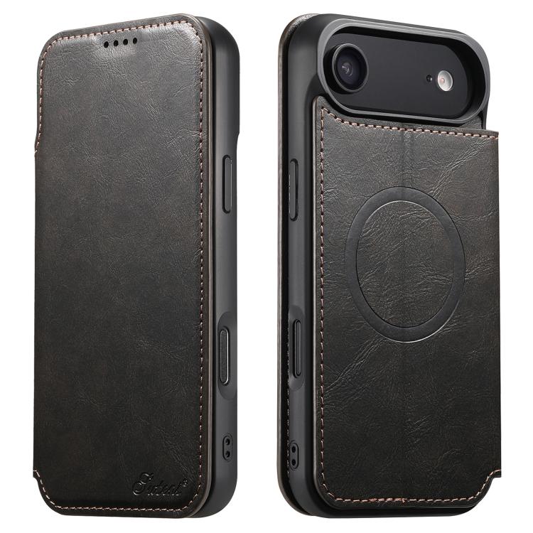 For iPhone Air Suteni J05 Leather Magnetic MagSafe Phone Case(Black) by Suteni