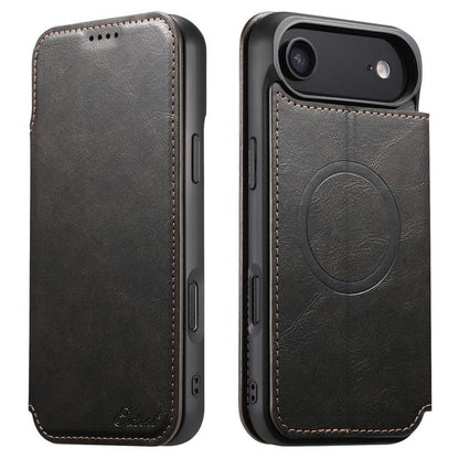 For iPhone Air Suteni J05 Leather Magnetic MagSafe Phone Case(Black) by Suteni