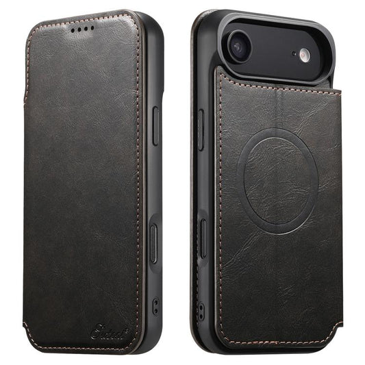 For iPhone Air Suteni J05 Leather Magnetic MagSafe Phone Case(Black) by Suteni