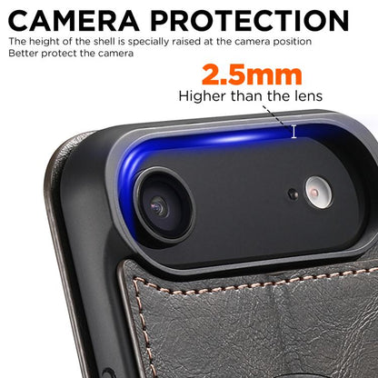 For iPhone Air Suteni J05 Leather Magnetic MagSafe Phone Case(Black) by Suteni