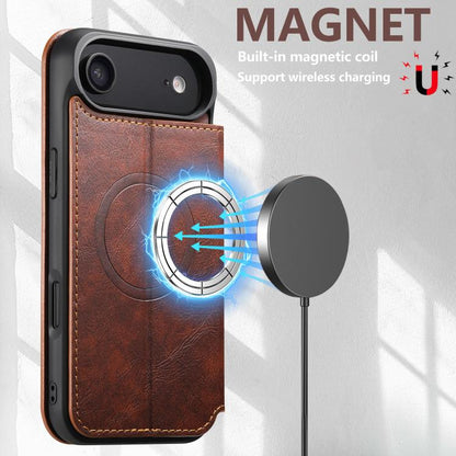 For iPhone Air Suteni J05 Leather Magnetic MagSafe Phone Case(Khaki) by Suteni