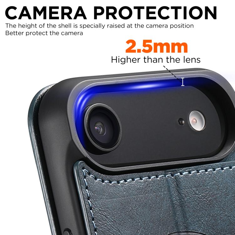 For iPhone Air Suteni J05 Leather Magnetic MagSafe Phone Case(Blue) by Suteni