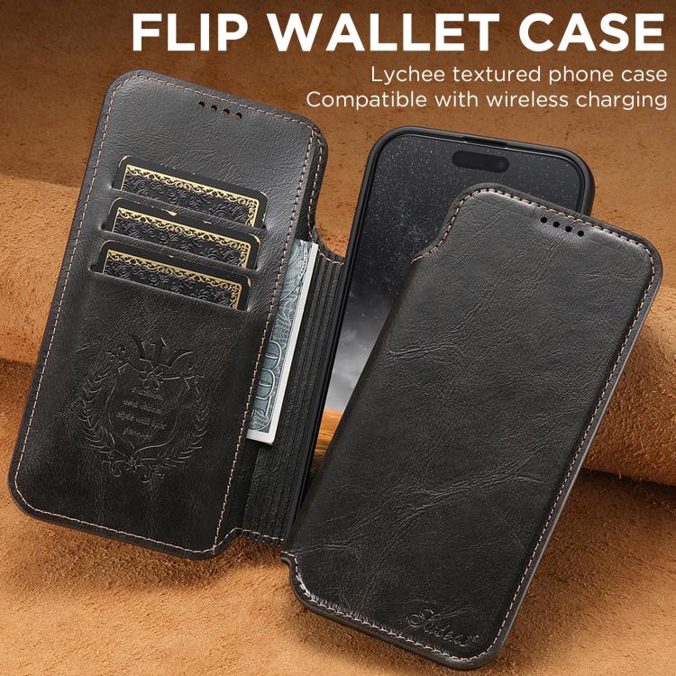 For iPhone 17 Suteni J05 Leather Magnetic MagSafe Phone Case(Black) by Suteni