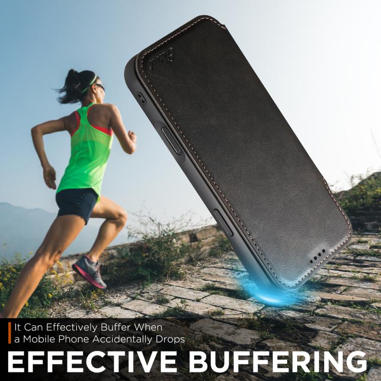 For iPhone 17 Suteni J05 Leather Magnetic MagSafe Phone Case(Black) by Suteni