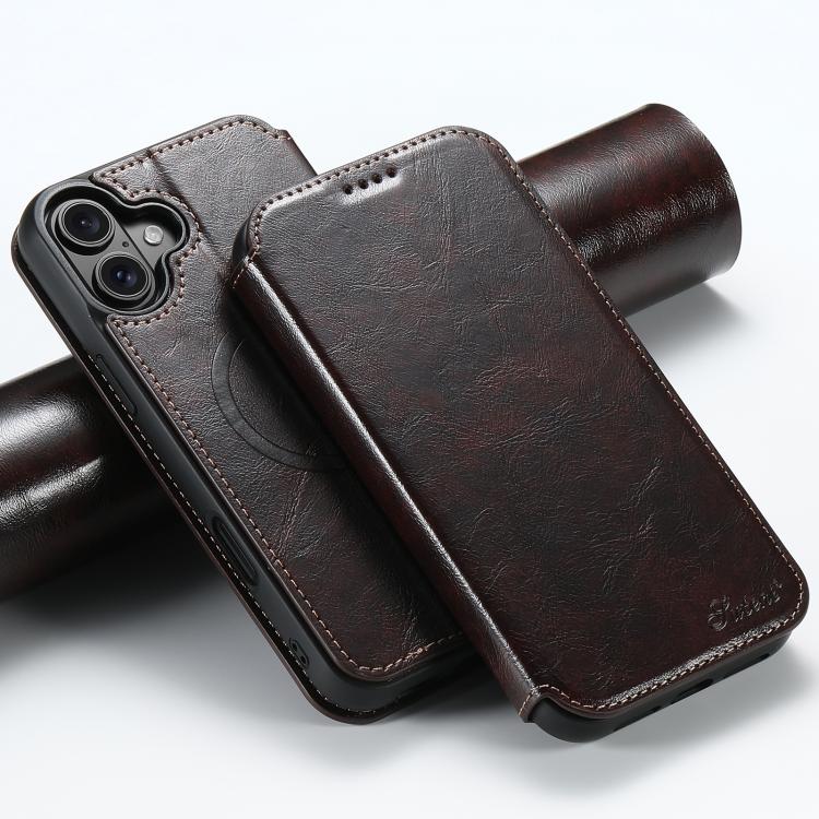 For iPhone 17 Suteni J05 Leather Magnetic MagSafe Phone Case(Brown) by Suteni