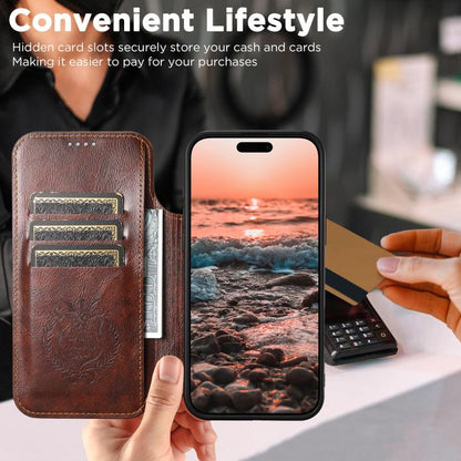 For iPhone 17 Suteni J05 Leather Magnetic MagSafe Phone Case(Khaki) by Suteni