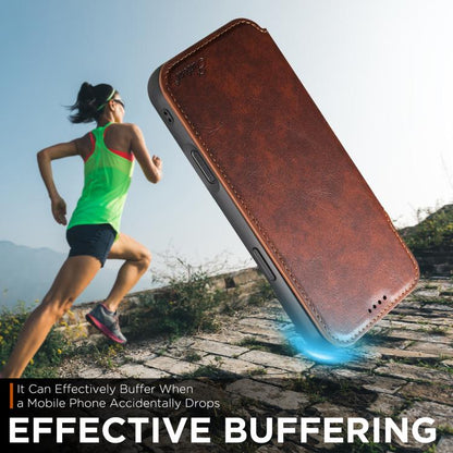 For iPhone 17 Suteni J05 Leather Magnetic MagSafe Phone Case(Khaki) by Suteni