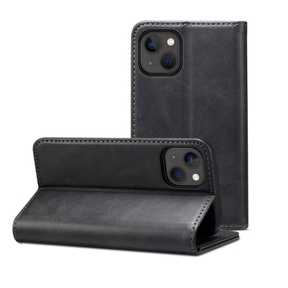 For iPhone 15 Suteni Calf Texture Horizontal Flip Leather Phone Case(Black) by Suteni