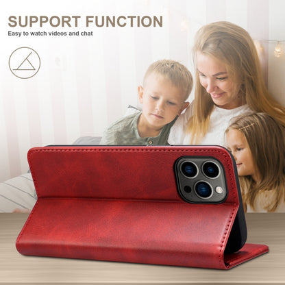 For iPhone 16 Suteni Calf Texture Horizontal Flip Leather Phone Case(Red) by Suteni