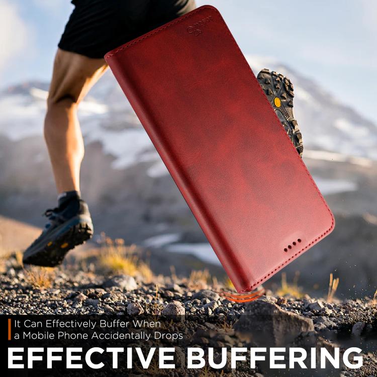 For iPhone 17 Pro Max Suteni Calf Texture Horizontal Flip Leather Phone Case(Red) by Suteni