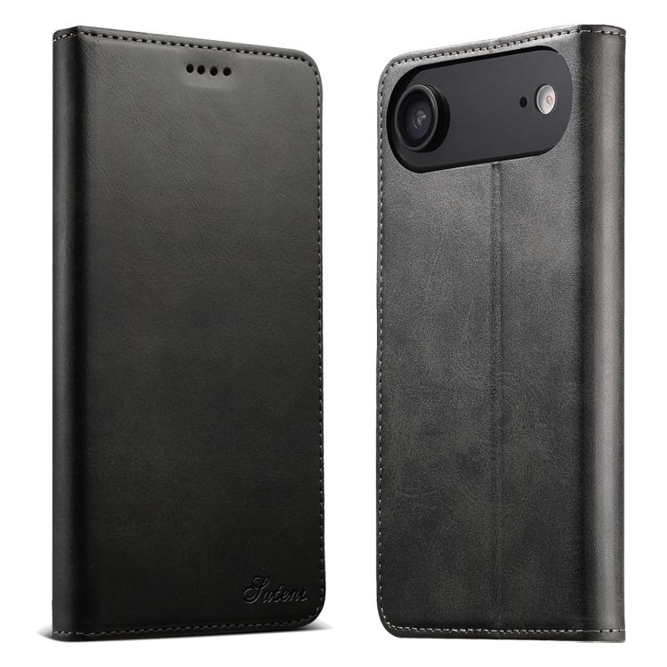 For iPhone Air Suteni Calf Texture Horizontal Flip Leather Phone Case(Black) by Suteni