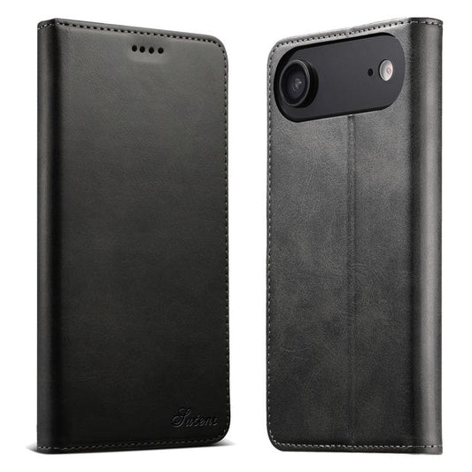 For iPhone Air Suteni Calf Texture Horizontal Flip Leather Phone Case(Black) by Suteni