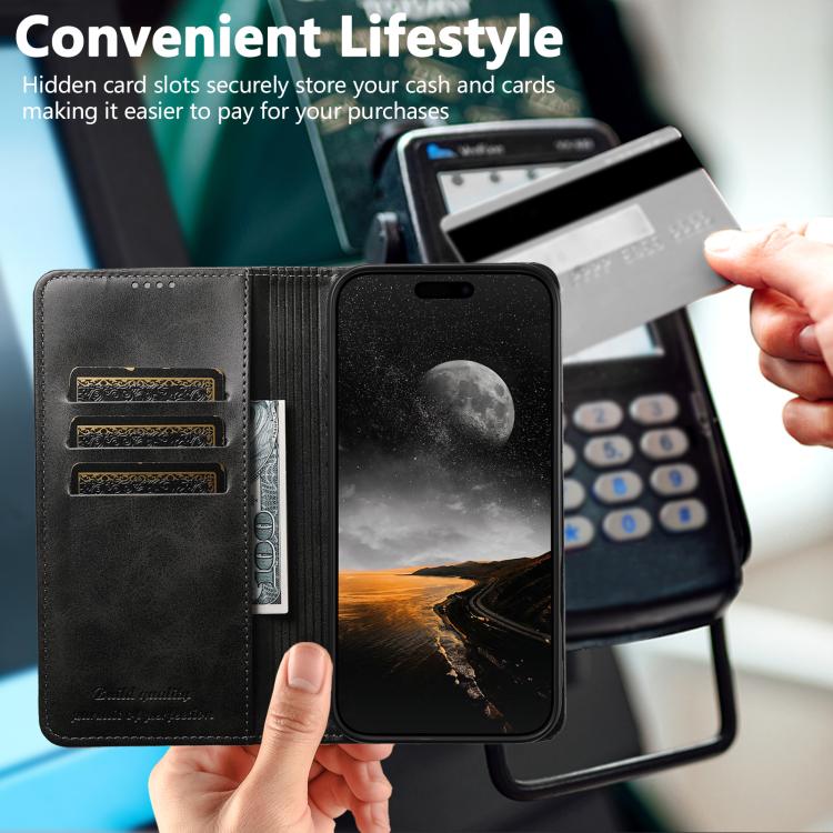 For iPhone Air Suteni Calf Texture Horizontal Flip Leather Phone Case(Black) by Suteni