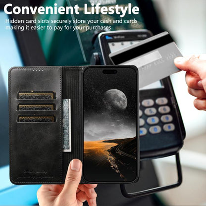 For iPhone Air Suteni Calf Texture Horizontal Flip Leather Phone Case(Black) by Suteni