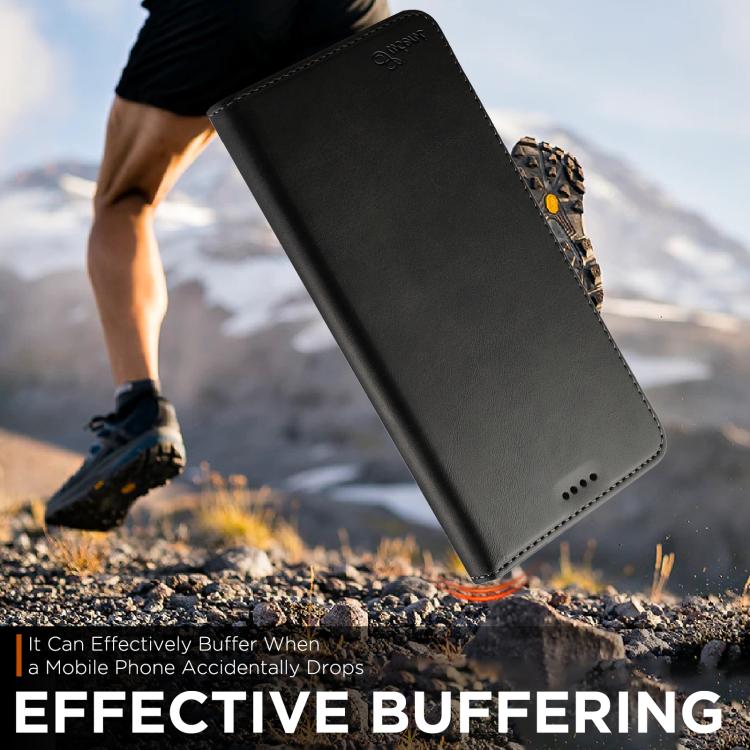 For iPhone Air Suteni Calf Texture Horizontal Flip Leather Phone Case(Black) by Suteni