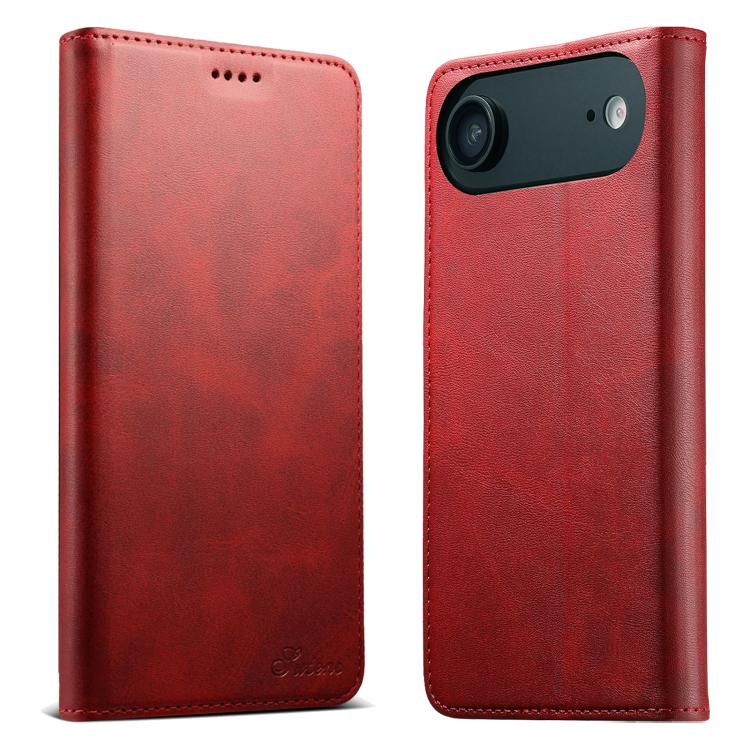 For iPhone Air Suteni Calf Texture Horizontal Flip Leather Phone Case(Red) by Suteni