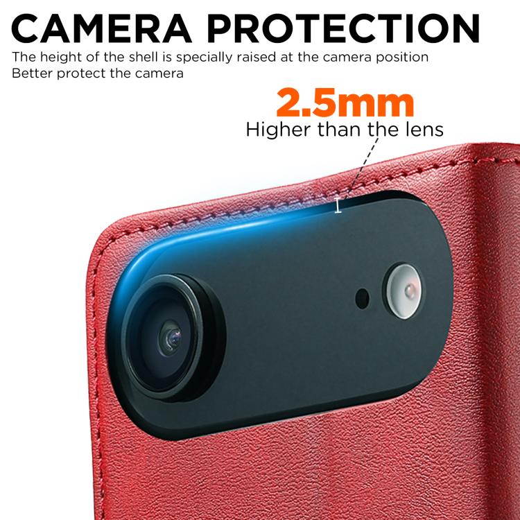 For iPhone Air Suteni Calf Texture Horizontal Flip Leather Phone Case(Red) by Suteni