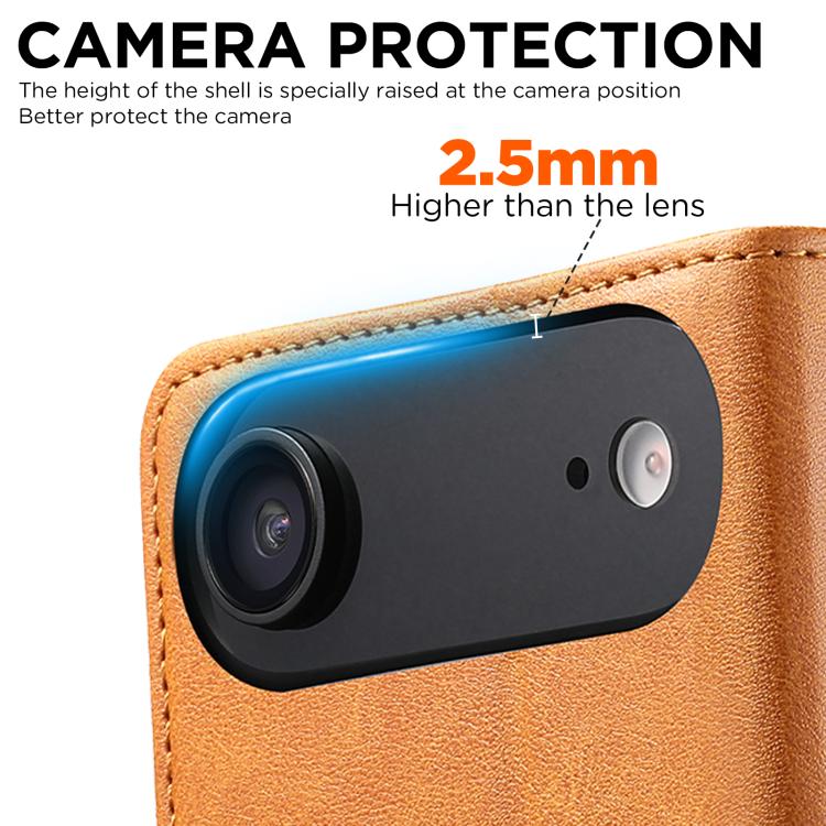 For iPhone Air Suteni Calf Texture Horizontal Flip Leather Phone Case(Khaki) by Suteni