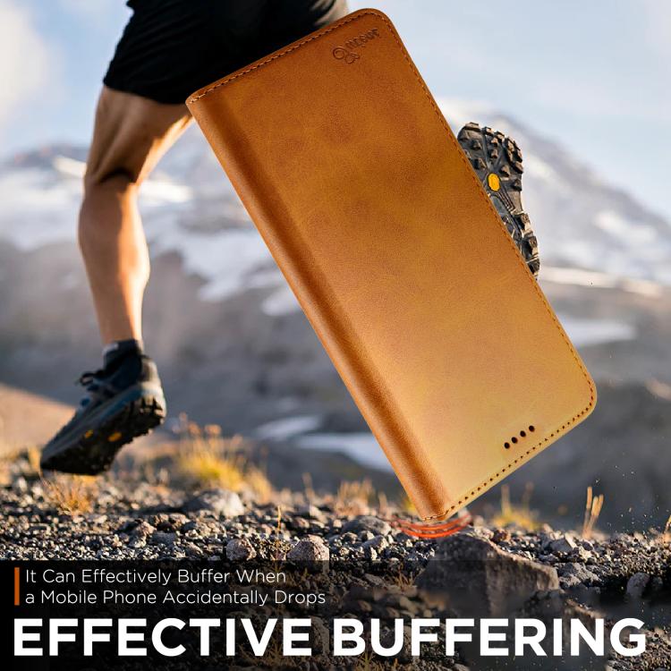 For iPhone Air Suteni Calf Texture Horizontal Flip Leather Phone Case(Khaki) by Suteni