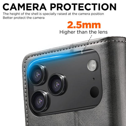 For iPhone 17 Suteni Calf Texture Horizontal Flip Leather Phone Case(Black) by Suteni