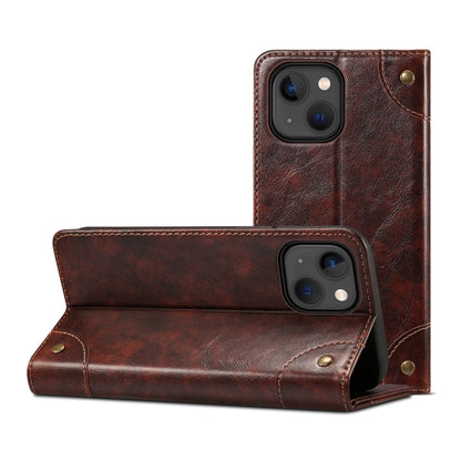 For iPhone 15 Suteni Baroque Calf Texture Buckle Wallet Leather Phone Case(Brown) by Suteni