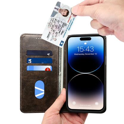 For iPhone 15 Pro Suteni Baroque Calf Texture Buckle Wallet Leather Phone Case(Black) by Suteni