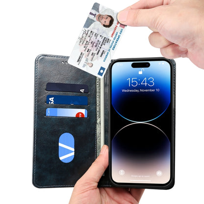 For iPhone 15 Pro Suteni Baroque Calf Texture Buckle Wallet Leather Phone Case(Blue) by Suteni