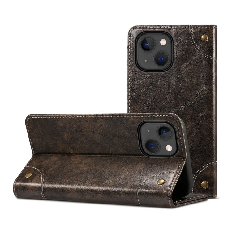 For iPhone 15 Plus Suteni Baroque Calf Texture Buckle Wallet Leather Phone Case(Black) by Suteni