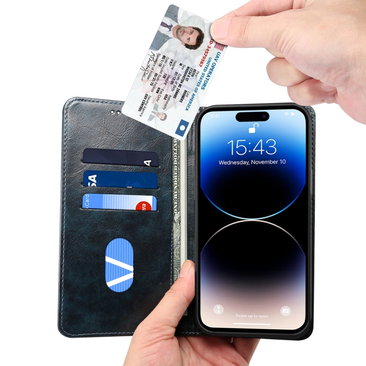 For iPhone 15 Pro Max Suteni Baroque Calf Texture Buckle Wallet Leather Phone Case(Blue) by Suteni