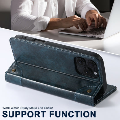 For iPhone 16 Pro Suteni Baroque Calf Texture Buckle Wallet Leather Phone Case(Blue) by Suteni