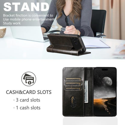 For iPhone 17 Pro Max Suteni Baroque Calf Texture Buckle Wallet Leather Phone Case(Black) by Suteni