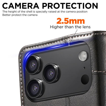 For iPhone 17 Pro Suteni Baroque Calf Texture Buckle Wallet Leather Phone Case(Black) by Suteni