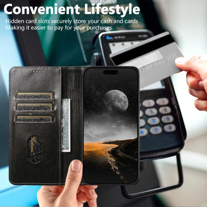 For iPhone 17 Pro Suteni Baroque Calf Texture Buckle Wallet Leather Phone Case(Black) by Suteni