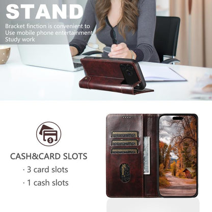 For iPhone 17 Pro Suteni Baroque Calf Texture Buckle Wallet Leather Phone Case(Brown) by Suteni