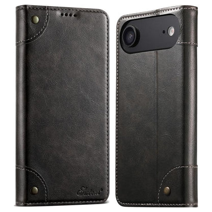 For iPhone Air Suteni Baroque Calf Texture Buckle Wallet Leather Phone Case(Black) by Suteni