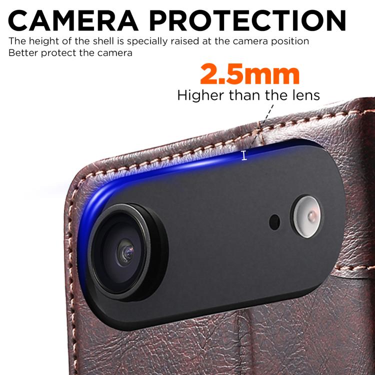 For iPhone Air Suteni Baroque Calf Texture Buckle Wallet Leather Phone Case(Brown) by Suteni